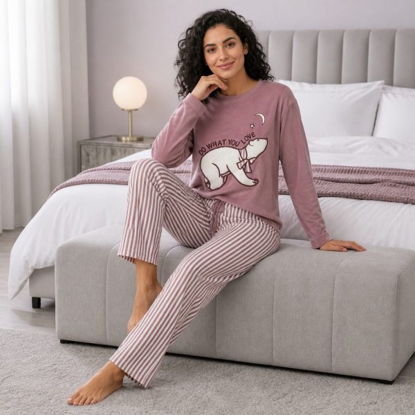 Do What You Love Striped Velvet Pajama Set